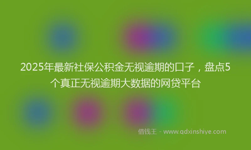 2025年最新社保公积金无视逾期的口子，盘点5个真正无视逾期大数据的网贷平台