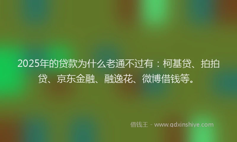 2025年的贷款为什么老通不过有：柯基贷、拍拍贷、京东金融、融逸花、微博借钱等。