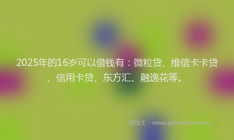 2025年的16岁可以借钱有：微粒贷、维信卡卡贷、信用卡贷、东方汇、融逸花等。