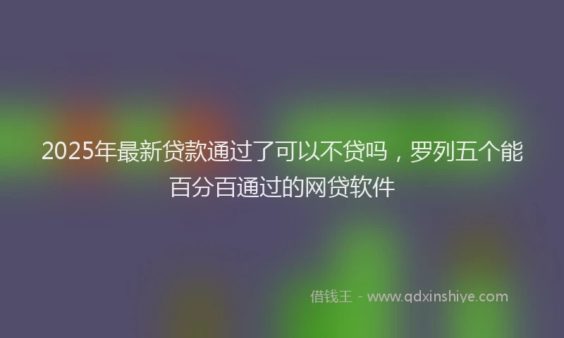 2025年最新贷款通过了可以不贷吗，罗列五个能百分百通过的网贷软件