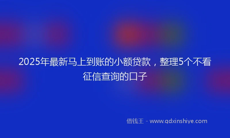 2025年最新马上到账的小额贷款，整理5个不看征信查询的口子