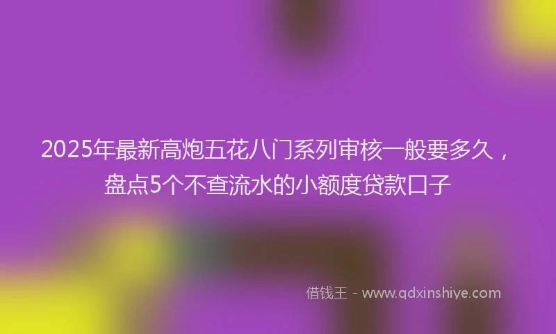 2025年最新高炮五花八门系列审核一般要多久，盘点5个不查流水的小额度贷款口子