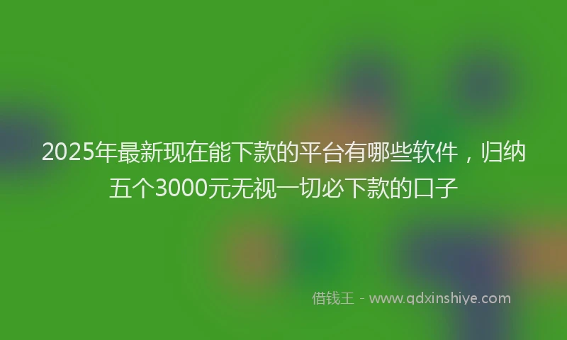 2025年最新现在能下款的平台有哪些软件，归纳五个3000元无视一切必下款的口子