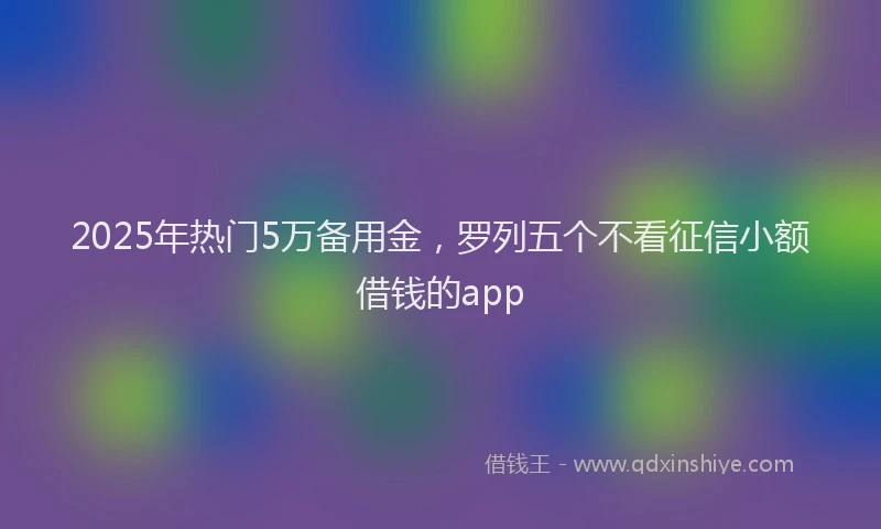 2025年热门5万备用金，罗列五个不看征信小额借钱的app