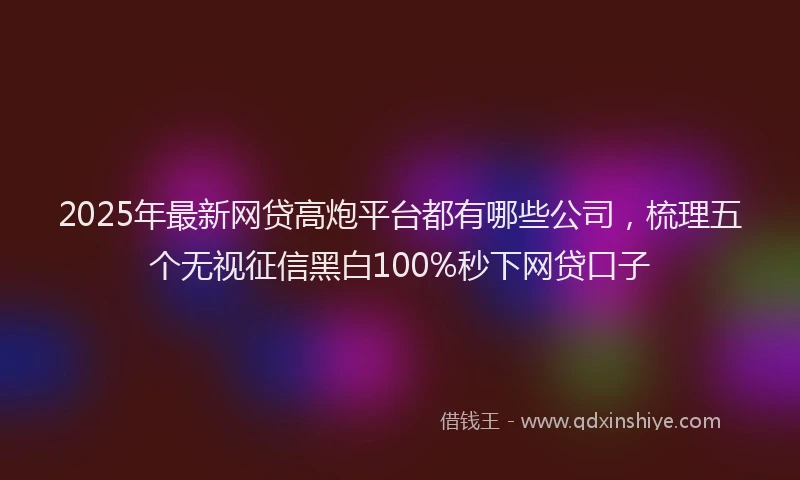 2025年最新网贷高炮平台都有哪些公司，梳理五个无视征信黑白100%秒下网贷口子