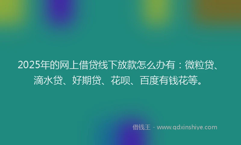 2025年的网上借贷线下放款怎么办有：微粒贷、滴水贷、好期贷、花呗、百度有钱花等。