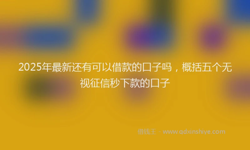 2025年最新还有可以借款的口子吗，概括五个无视征信秒下款的口子