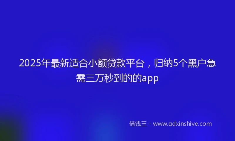2025年最新适合小额贷款平台，归纳5个黑户急需三万秒到的的app