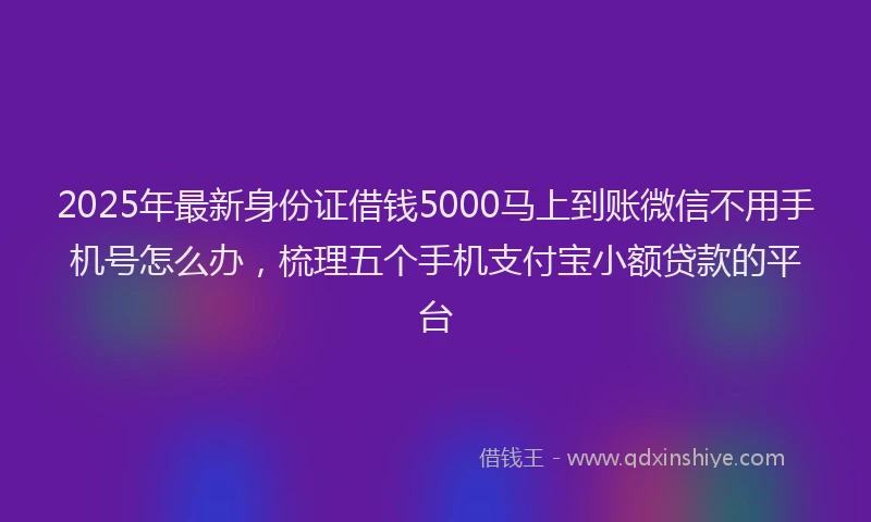 2025年最新身份证借钱5000马上到账微信不用手机号怎么办，梳理五个手机支付宝小额贷款的平台