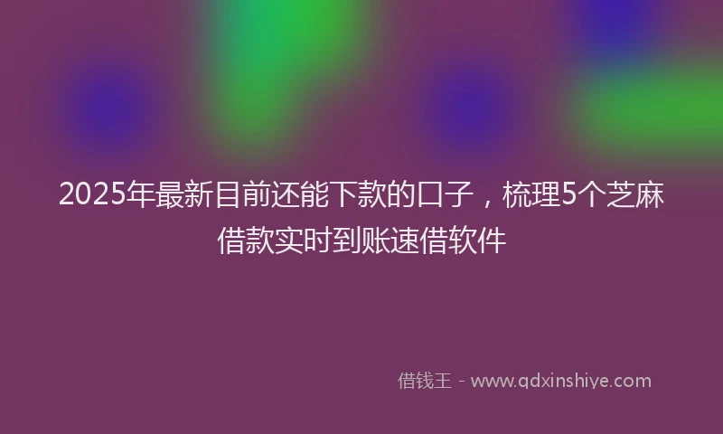 2025年最新目前还能下款的口子，梳理5个芝麻借款实时到账速借软件