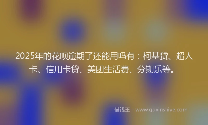 2025年的花呗逾期了还能用吗有：柯基贷、超人卡、信用卡贷、美团生活费、分期乐等。