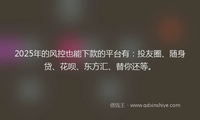 2025年的风控也能下款的平台有：投友圈、随身贷、花呗、东方汇、替你还等。