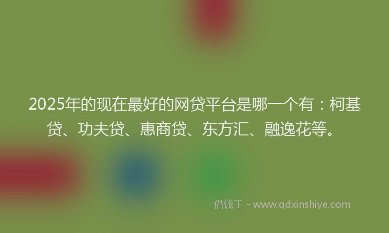 2025年的现在最好的网贷平台是哪一个有：柯基贷、功夫贷、惠商贷、东方汇、融逸花等。