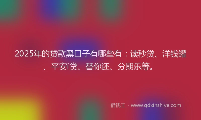 2025年的贷款黑口子有哪些有：读秒贷、洋钱罐、平安i贷、替你还、分期乐等。
