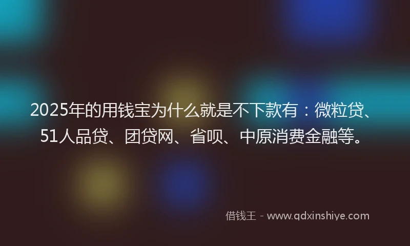 2025年的用钱宝为什么就是不下款有：微粒贷、51人品贷、团贷网、省呗、中原消费金融等。