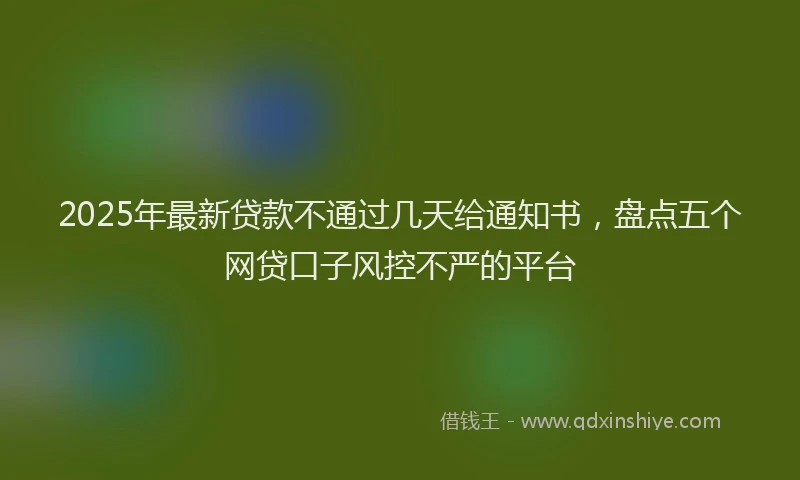 2025年最新贷款不通过几天给通知书，盘点五个网贷口子风控不严的平台