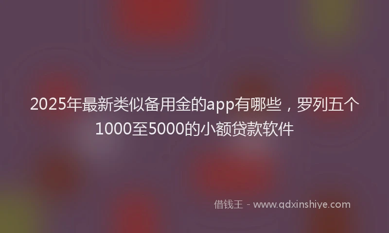 2025年最新类似备用金的app有哪些，罗列五个1000至5000的小额贷款软件