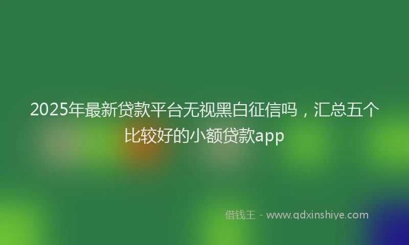 2025年最新贷款平台无视黑白征信吗，汇总五个比较好的小额贷款app