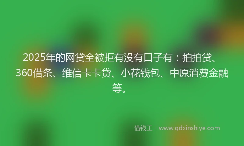2025年的网贷全被拒有没有口子有：拍拍贷、360借条、维信卡卡贷、小花钱包、中原消费金融等。