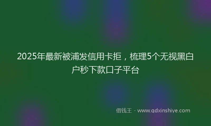 2025年最新被浦发信用卡拒，梳理5个无视黑白户秒下款口子平台