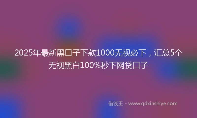 2025年最新黑口子下款1000无视必下，汇总5个无视黑白100%秒下网贷口子