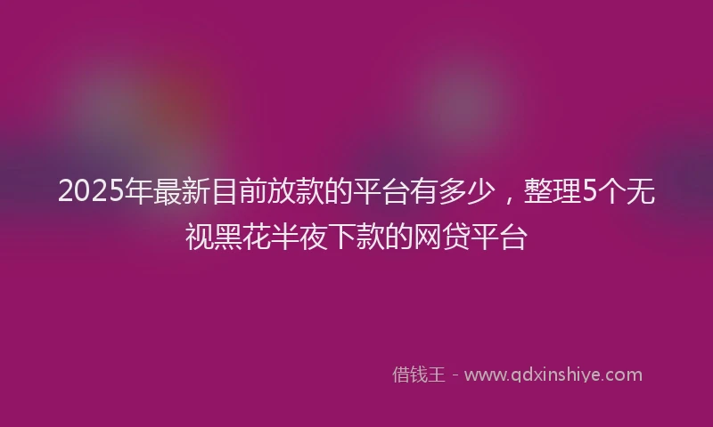 2025年最新目前放款的平台有多少，整理5个无视黑花半夜下款的网贷平台