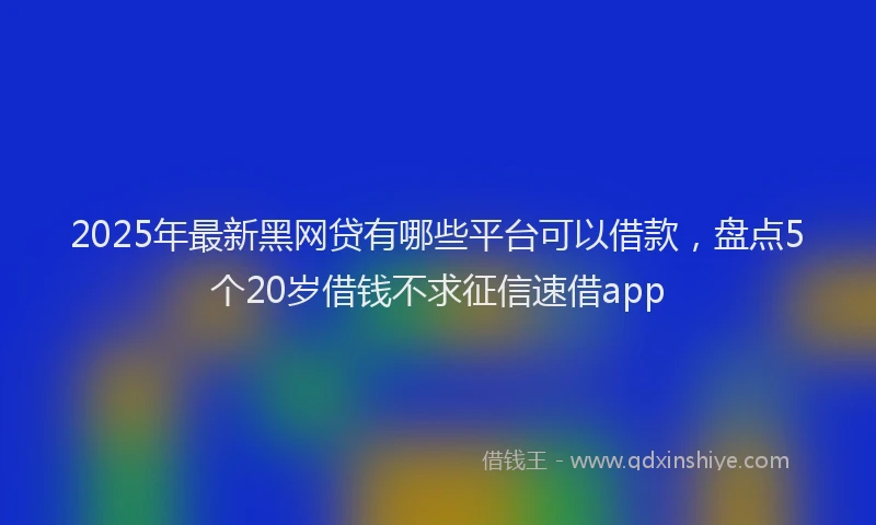 2025年最新黑网贷有哪些平台可以借款，盘点5个20岁借钱不求征信速借app