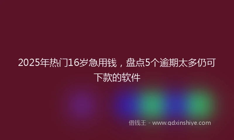 2025年热门16岁急用钱，盘点5个逾期太多仍可下款的软件