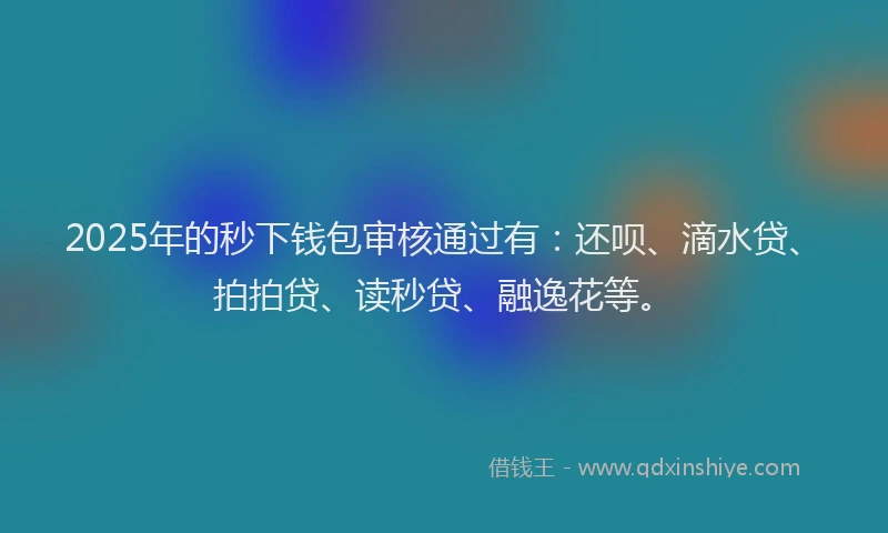 2025年的秒下钱包审核通过有：还呗、滴水贷、拍拍贷、读秒贷、融逸花等。
