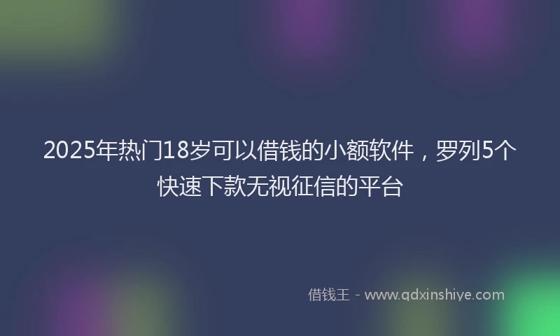 2025年热门18岁可以借钱的小额软件，罗列5个快速下款无视征信的平台
