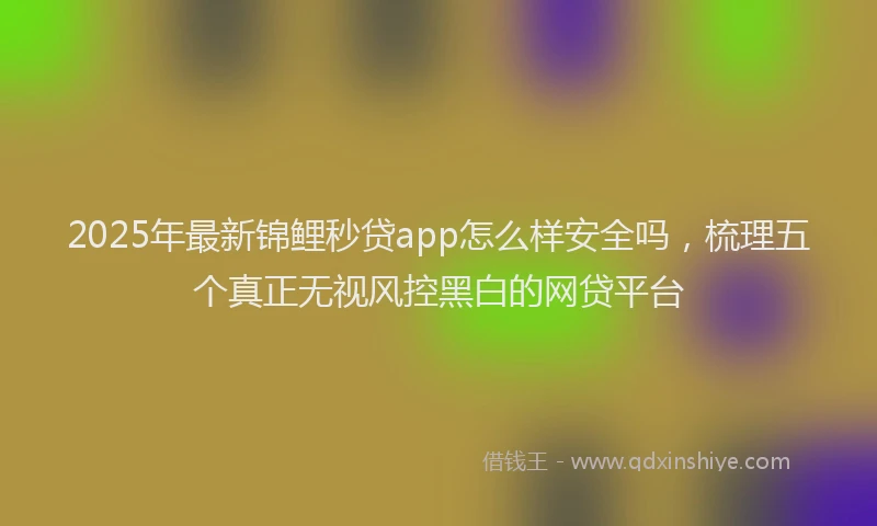 2025年最新锦鲤秒贷app怎么样安全吗，梳理五个真正无视风控黑白的网贷平台