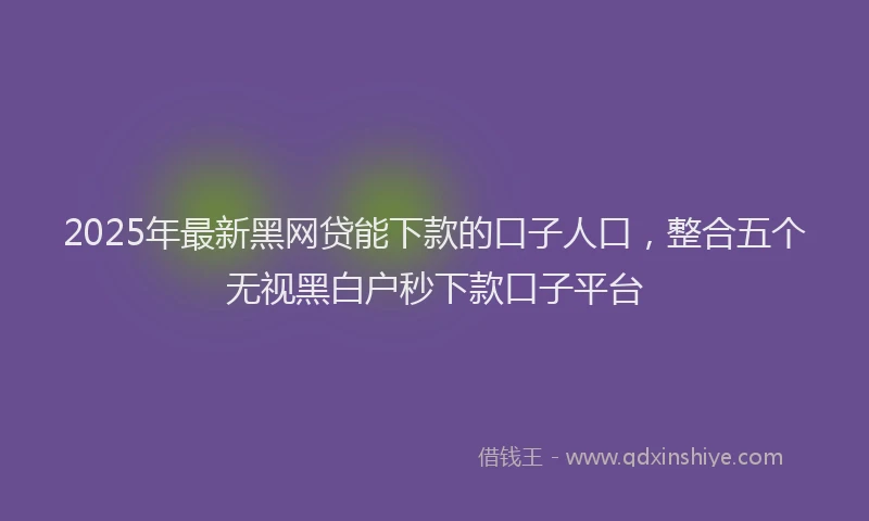 2025年最新黑网贷能下款的口子人口，整合五个无视黑白户秒下款口子平台