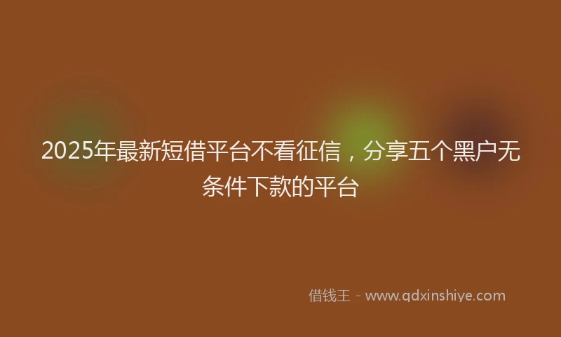 2025年最新短借平台不看征信，分享五个黑户无条件下款的平台