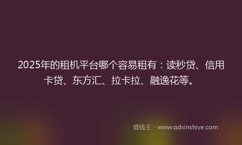 2025年的租机平台哪个容易租有：读秒贷、信用卡贷、东方汇、拉卡拉、融逸花等。