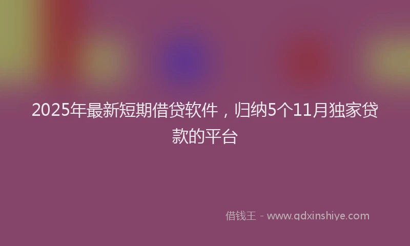 2025年最新短期借贷软件，归纳5个11月独家贷款的平台