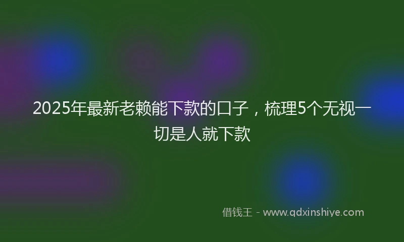 2025年最新老赖能下款的口子，梳理5个无视一切是人就下款