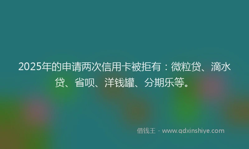2025年的申请两次信用卡被拒有：微粒贷、滴水贷、省呗、洋钱罐、分期乐等。