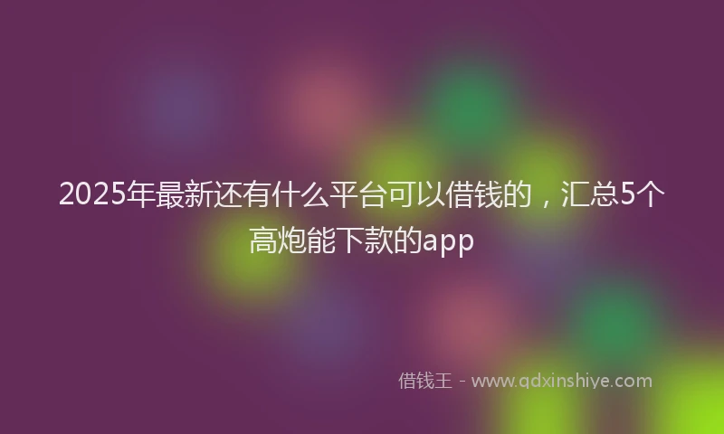 2025年最新还有什么平台可以借钱的，汇总5个高炮能下款的app