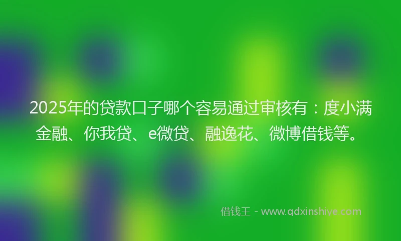 2025年的贷款口子哪个容易通过审核有：度小满金融、你我贷、e微贷、融逸花、微博借钱等。