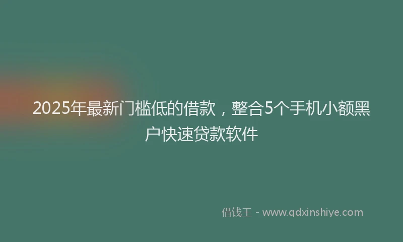2025年最新门槛低的借款，整合5个手机小额黑户快速贷款软件