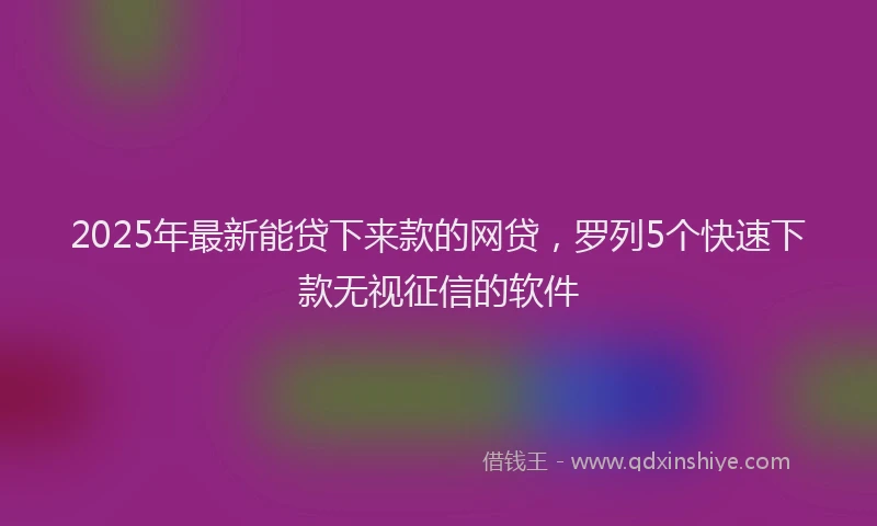 2025年最新能贷下来款的网贷，罗列5个快速下款无视征信的软件