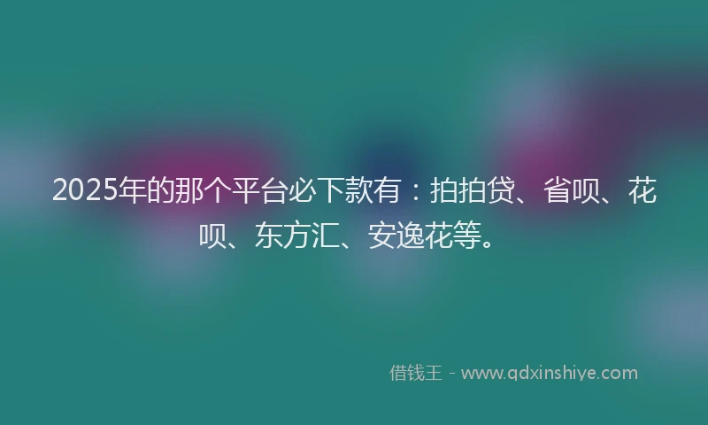 2025年的那个平台必下款有：拍拍贷、省呗、花呗、东方汇、安逸花等。