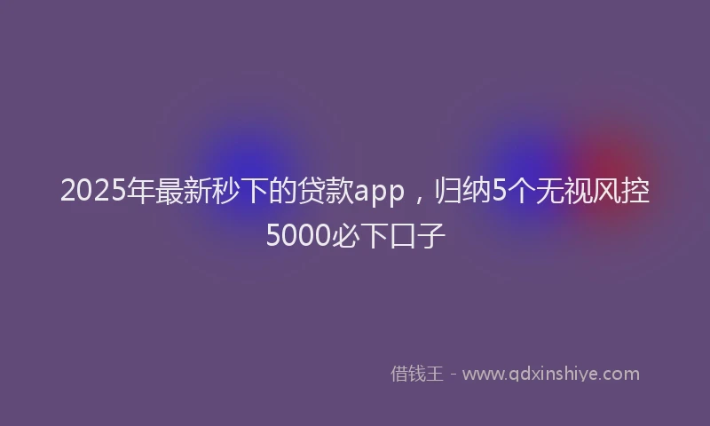 2025年最新秒下的贷款app，归纳5个无视风控5000必下口子