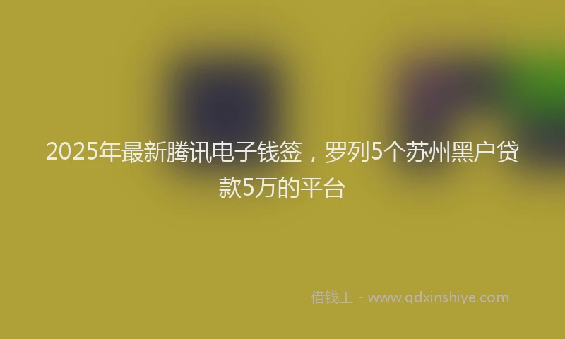 2025年最新腾讯电子钱签，罗列5个苏州黑户贷款5万的平台