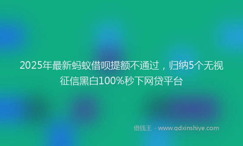 2025年最新蚂蚁借呗提额不通过，归纳5个无视征信黑白100%秒下网贷平台