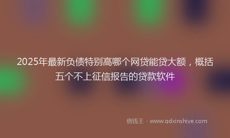 2025年最新负债特别高哪个网贷能贷大额，概括五个不上征信报告的贷款软件