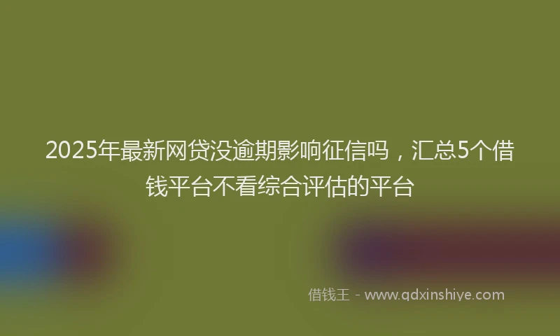 2025年最新网贷没逾期影响征信吗，汇总5个借钱平台不看综合评估的平台