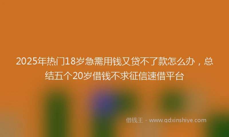 2025年热门18岁急需用钱又贷不了款怎么办，总结五个20岁借钱不求征信速借平台