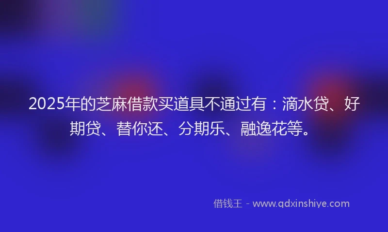 2025年的芝麻借款买道具不通过有：滴水贷、好期贷、替你还、分期乐、融逸花等。