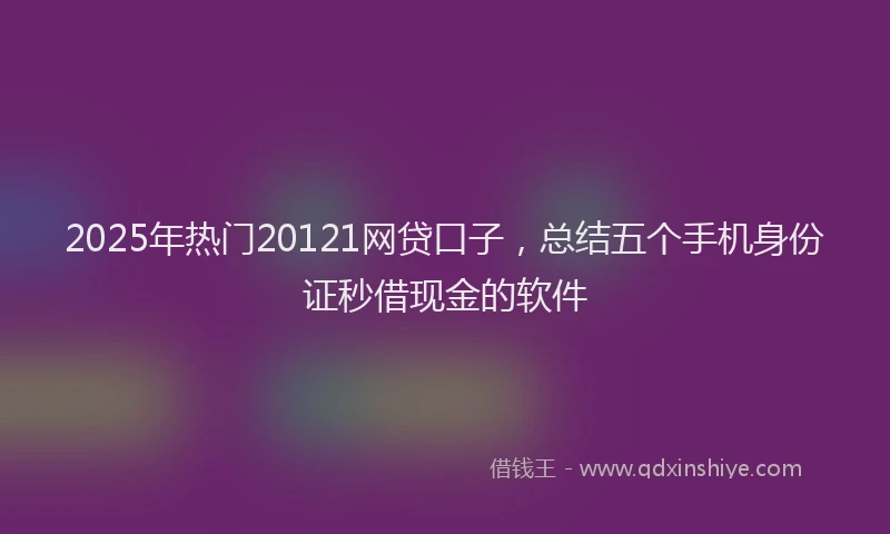 2025年热门20121网贷口子，总结五个手机身份证秒借现金的软件